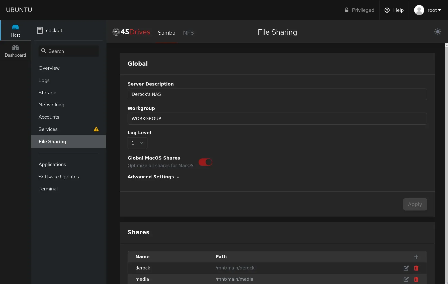 Cockpit File Sharing Extension